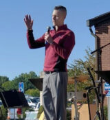 Colton Baker speaking at Stomp Out Addiction Walk