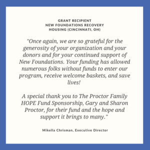 Thank You note from New Foundations