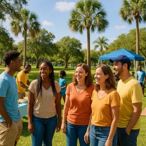 People in a park experiencing a day of community, connecting and bonding of the shared cause of .Increasing awareness and diminishing the stigma related to substance use disorders